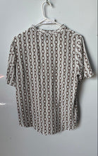 Load image into Gallery viewer, Worthington Womens Brown White Chain Print Short Sleeve Blouse Top Size M