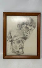 Load image into Gallery viewer, Framed Hand Drawn Pencil Portrait Sketch Featuring Two Individuals