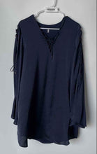 Load image into Gallery viewer, Haute Hippie Womens Blue Caravan Lace-Up Long Sleeve Mini Dress Size 8