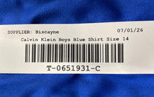 Load image into Gallery viewer, Calvin Klein Boys Blue Long Sleeve Spread Collar Sateen Dress Shirt Size 14
