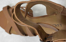 Load image into Gallery viewer, Lucky Brand Womens Jinela Brown Leather Wedge Heel Strappy Sandals Size 6.5 M