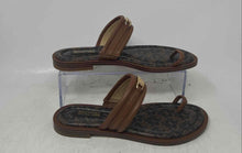 Load image into Gallery viewer, Michael Kors Womens Brown Leather Toe Ring Slip-On Flat Slide Sandals Size 6M