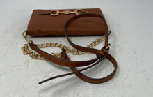Load image into Gallery viewer, Anne Klein Womens Brown Gold Adjustable Semi Chain Strap Flap Crossbody Bag