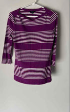 Load image into Gallery viewer, Tommy Hilfiger Womens Purple White Striped Blouse Top Size Small