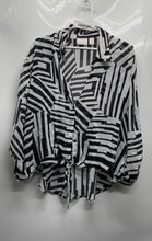 Load image into Gallery viewer, Chico's Womens Black And White Long Sleeve Button Front Blouse Top Size 2