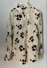 Load image into Gallery viewer, Express Mens Vanilla Brown Floral Classic 1MX Long Sleeve Button-Up Shirt Size L