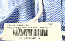 Load image into Gallery viewer, Tommy Hilfiger Mens Blue Printed Long Sleeve Collared Dress Shirt Sz L 16 34-35
