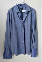 Load image into Gallery viewer, Banana Republic Mens Blue Printed Fitted Long Sleeve Dress Shirt Size L 16-16.5
