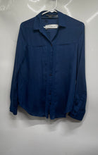 Load image into Gallery viewer, Armani Exchange Womens Blue Long Sleeve Double Pocket Button-Up Shirt Size XS