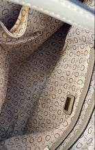 Load image into Gallery viewer, Guess Womens Beige Monogram Print Leather Inner Pockets Double Handles Tote Bag