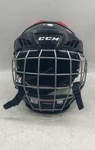 Load image into Gallery viewer, CCM FM50S Black And Red Ice Hockey Helmet Combo With Flip-Up Caged Facemask
