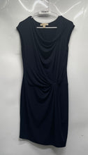 Load image into Gallery viewer, Michael Kors Womens Black Sleeveless Cowl Neck Knot Ruched Sheath Dress Size L