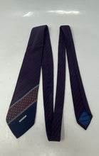 Load image into Gallery viewer, Givenchy Mens Blue Red Striped Geometric Keeper Loop Adjustable Pointed Tie