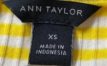 Load image into Gallery viewer, Ann Taylor Womens Yellow White Striped Short Sleeve Scoop Neck T-Shirt Size XS