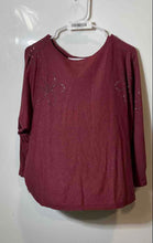 Load image into Gallery viewer, Liv Milano Womens Burgundy Crew Neck Long Sleeve Pullover Sweater Size Large