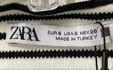 Load image into Gallery viewer, Zara Womens White Black Striped Sleeveless Sweetheart Neck Blouse Top Sz S w/Tag