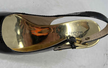 Load image into Gallery viewer, Michael Kors Womens Black & Gold Leather Platform Slingback Heels Size 6.5M