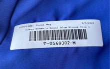 Load image into Gallery viewer, Guess Womens Royal Blue Long Sleeve Henley Neck Blouse Top Size L/G