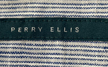 Load image into Gallery viewer, Perry Ellis Mens Blue White Striped Long Roll Tab Sleeve Button-Up Shirt Size L