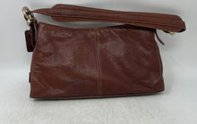 Load image into Gallery viewer, Liz Claiborne Womens Brown Leather Logo Charm Inner Zipped Pockets Shoulder Bag