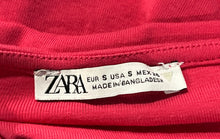 Load image into Gallery viewer, Zara Womens Pink Short Sleeve Square Neck Pullover Cropped Blouse Top Size S
