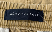 Load image into Gallery viewer, Aeropostale Mens Khaki Elastic Waist Drawstring Flat Front Chino Shorts Size XS