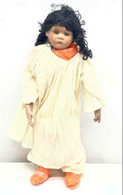 Load image into Gallery viewer, Curly Black Hair Brown Open Eyes Collectible Porcelain Fashion Doll