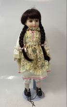 Load image into Gallery viewer, Vintage ROC Bisque 12 Inch Collectible Hair Brown Floral Dress Porcelain Doll