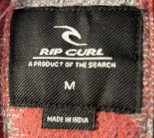 Load image into Gallery viewer, Rip Curl Mens Red Gray Check Long Sleeve Spread Collar Button-Up Shirt Size M