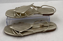 Load image into Gallery viewer, Authentic Tory Burch Womens Gold-Tone Leather Diamond Patch Strappy Sandals 5M