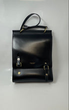 Load image into Gallery viewer, Cnoles & Design Womens Black Leather Top Handle Adjustable Strap Backpack