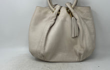 Load image into Gallery viewer, Michael Kors Womens Cream Pebbled Leather Tassel Double Handle Shoulder Purse
