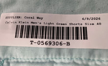 Load image into Gallery viewer, Calvin Klein Mens Light Green Cotton Slash Pockets Belt Loops Chino Shorts Sz 40