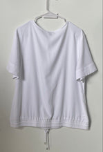 Load image into Gallery viewer, Ann Taylor Womens White Short Sleeve Drawstring Hem Pullover Blouse Top Size L