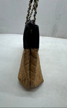 Load image into Gallery viewer, Calvin Klein Womens Brown Black Quilted Faux Leather Tassel Shoulder Bag