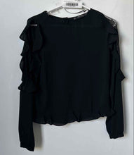 Load image into Gallery viewer, Zara Basic Collection Womens Black Long Sleeve Round Neck Blouse Top Size XS