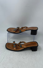Load image into Gallery viewer, Sesto Meucci Womens Brown Leather Block Heel Slip-On Slide Sandals Size 9