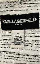 Load image into Gallery viewer, Karl Lagerfeld Womens White Black Tweed Long Sleeve Cropped Blazer Jacket Size 4