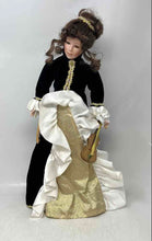 Load image into Gallery viewer, Curly Brown Hair Decorative Porcelain Doll Collectible With Gown & Taken Violin
