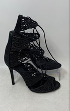 Load image into Gallery viewer, Schutz Womens Black Peep Toe Lace-Up Stiletto Strappy Heels Size 7.5 B