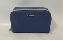 Load image into Gallery viewer, Missoni Womens Blue Chevron Pattern Zipper Small Travel Makeup Pouch