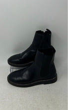 Load image into Gallery viewer, Zara Womens Black Leather Round Toe Rhinestone Ankle Chelsea Boots Size EU 34