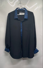 Load image into Gallery viewer, Barry.Wang Mens Black Blue Long Sleeve Collared Button-Up Shirt Size XL