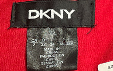 Load image into Gallery viewer, DKNY Womens Red Long Sleeve Split Neck Pleated Hem Mini Dress Size 2