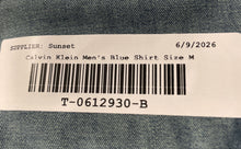 Load image into Gallery viewer, Calvin Klein Mens Blue Cotton Long Sleeve Collared Denim Button-Up Shirt Size M