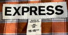 Load image into Gallery viewer, Express Mens Multicolor Plaid Print Collared Long Sleeve Dress Shirt Size M