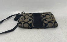 Load image into Gallery viewer, Coach Womens Black Cream Signature Print Detachable Strap Wristlet Wallet