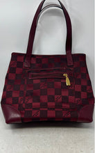 Load image into Gallery viewer, Pierre Cardin Womens Red Checkered Back Zip Pocket Double Handle Shoulder Bag