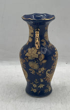 Load image into Gallery viewer, Blue Gold Floral Fine Porcelain Collectibles Home Decorative Japanese Vase