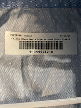 Load image into Gallery viewer, Calvin Klein Mens Blue Printed Slim-Fit Long Sleeve Dress Shirt Size M 15-15.5